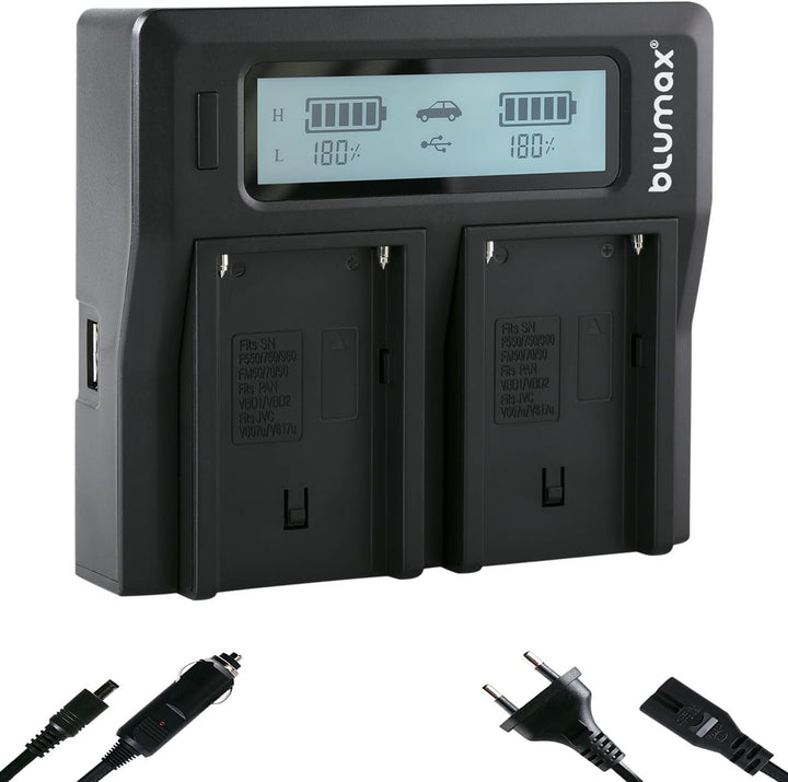 Doppel-Ladegerät ersetzt Sony NP-F970 / Np-F960 Dual Charger | kompatibel mit Sony NP-F970 NP-F960 N