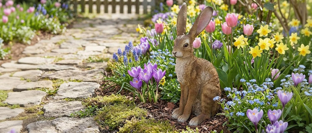 Arnusa Tierfigur Feldhase lebensgross 51cm Gartenfigur Hase Rammler Gartendekoration