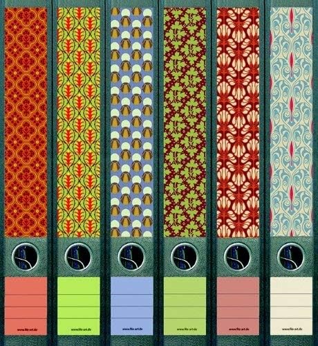 File Art - Ordnerrücken Design Etiketten - Motiv "Pattern" für 12 breite + 12 schmale Aktenordner al