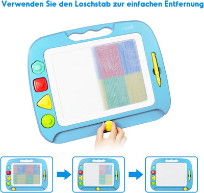 SGILE Grosse Magnetische Maltafel Zaubertafel, 42x32cm Zeichentafel Zaubermaltafel Malbrett mit 4 Fo