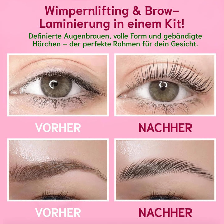 P-Beauty Camellia Wimpernlifting & Augenbrauenlifting SET - vegane Formel mit Kamelienextrakt - Wimp