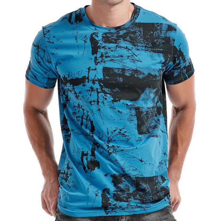RONOMO Herren Mode Krawatte Dye T-Shirt Casual Print T-Shirt Graffiti T-Shirt S Fk Blau, S Fk Blau