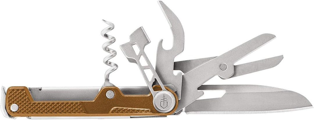 Gerber Taschenmesser mit 8 Funktionen, Multitool mit glatter Klinge, ArmBar Cork, Orange, Edelstahl/