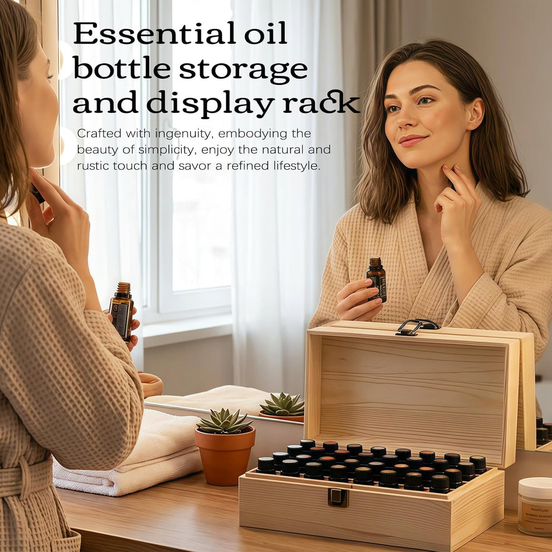 Ätherische Öle Holzbox, 36 Löcher Aromatherapie Öle Flaschen Tragbar Tragen Organisator Multifunktio