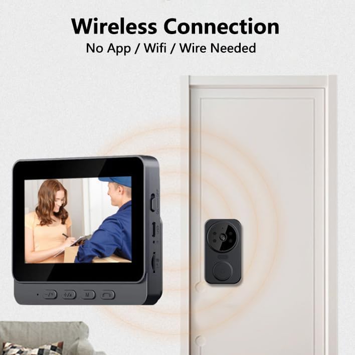 Video-Gegensprechanlage, Display, Kabellose Video-Türsprechanlage, Türklingel-Set, Innen- und Aussen