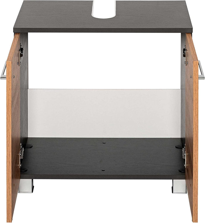 Waschbeckenunterschrank Pares 60 cm 2 Schubladen – Graphit/Eiche Wotan