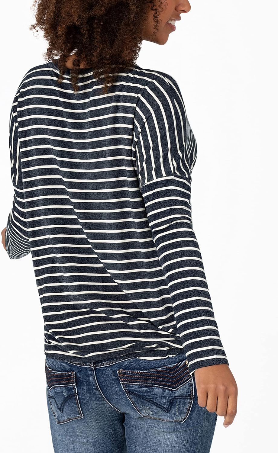 Timezone Damen Striped Sporty Longleeve T-Shirt S Blue Grey Stripe, S Blue Grey Stripe