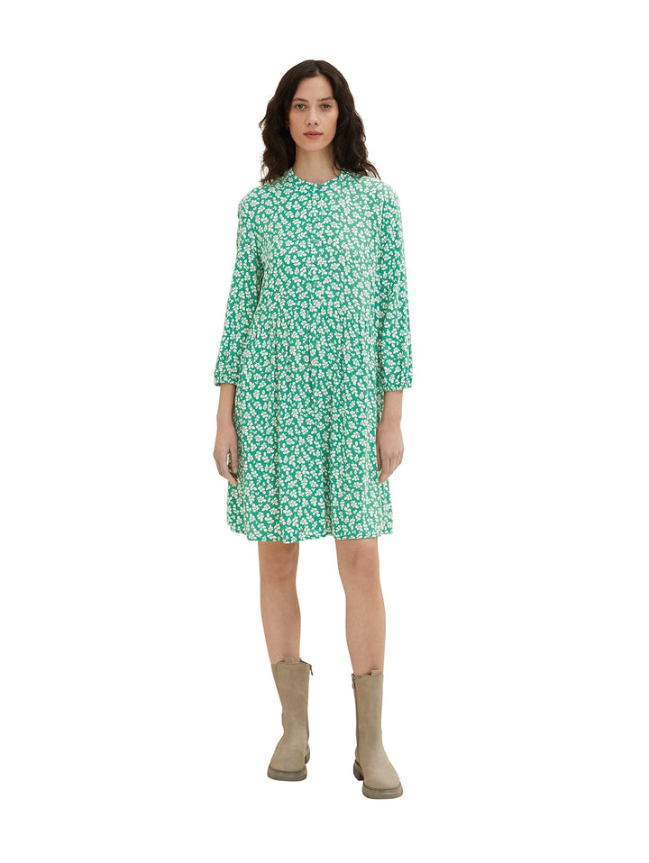 TOM TAILOR Damen dress with pattern and button placket 44 31117 - Green Floral Design, 44 31117 - Gr
