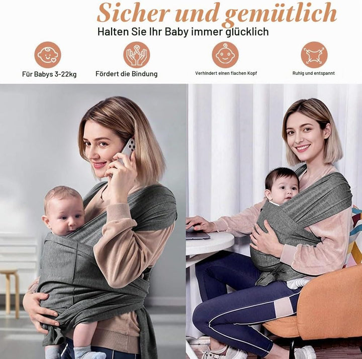 AUYAO Tragetuch Baby Neugeborene Babytrage Kleinkind Baby-Tragehilfe | Einfach Anzuziehen Mütter Vät