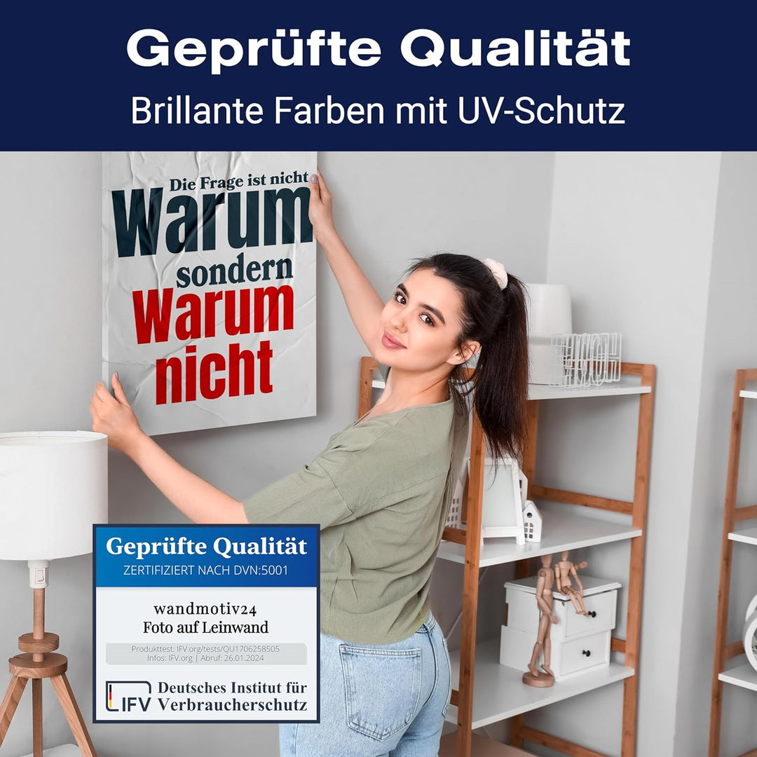 wandmotiv24 Leinwandbild Motivation, 40x30cm, Hochformat, Warum Nicht, Deko, Bilder auf Leinwand, Wa