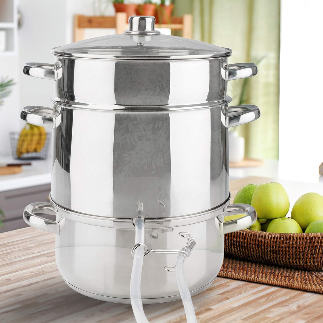 Arebos Dampfentsafter | 15 L | Edelstahl | für alle Herdarten geeignet auch Induktion| Ø 26cm | spül