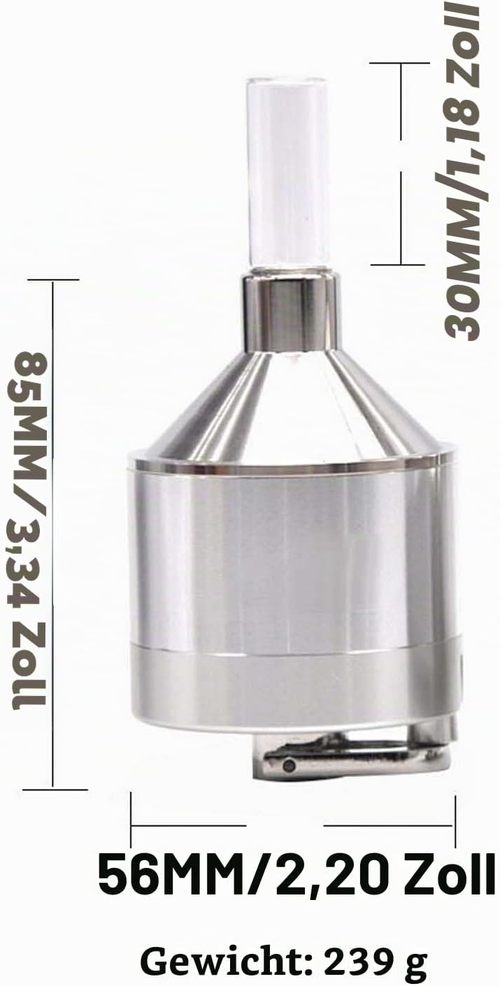 Manuelle Pulvermühle aus Aluminium mit Glasflasche und Trichter, handgekurbelte Metallmühle, geeigne