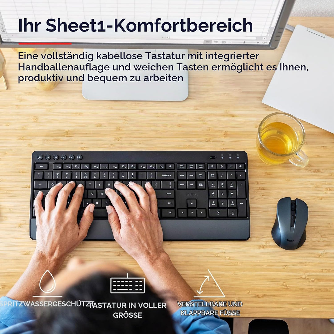 Trust Trezo Tastatur Maus Set Kabellos, Französisches AZERTY-Layout