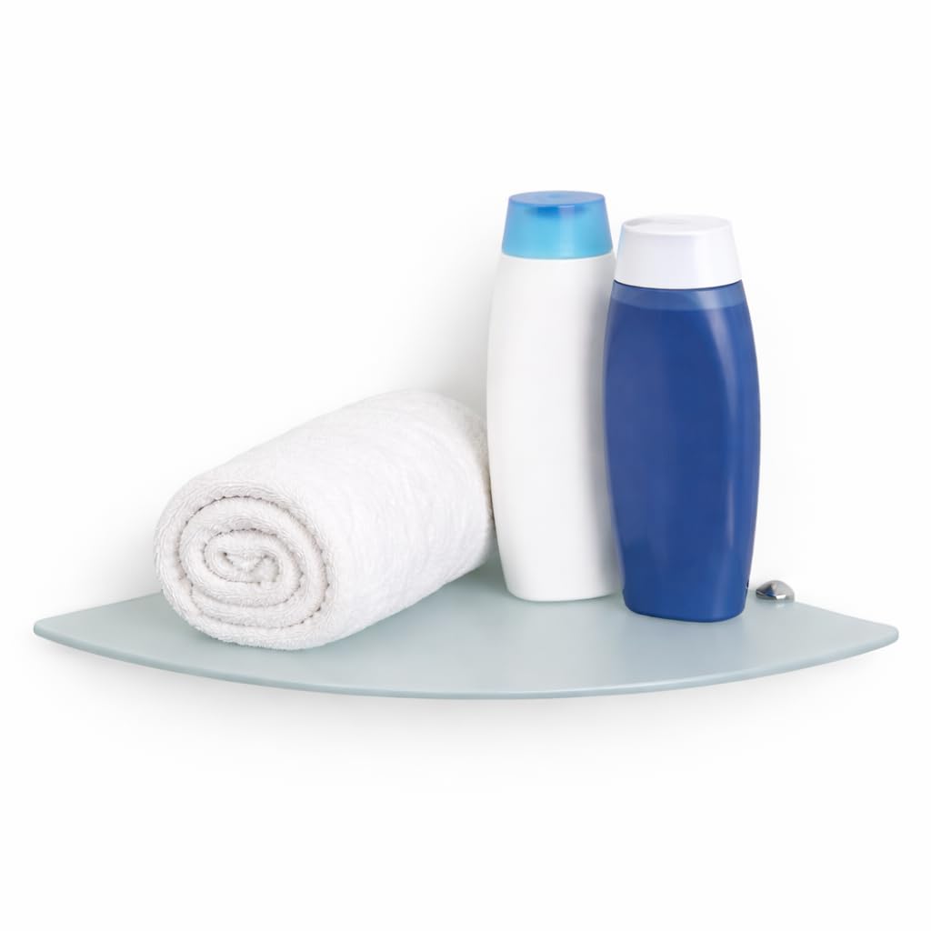 Euro Tische Glas Eckregal 45x45cm, Wandregal für Badezimmer, Duschregal Bad, Glas Badregal mit 6mm E