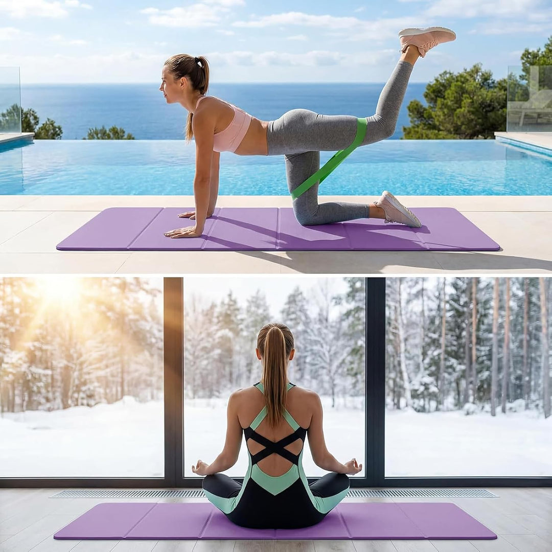 Yogamatte Faltbar, 183 x 61 x 0.8 cm Gymnastikmatte, Reiseyogamatte Rutschfest mit Tragetasche, Trag