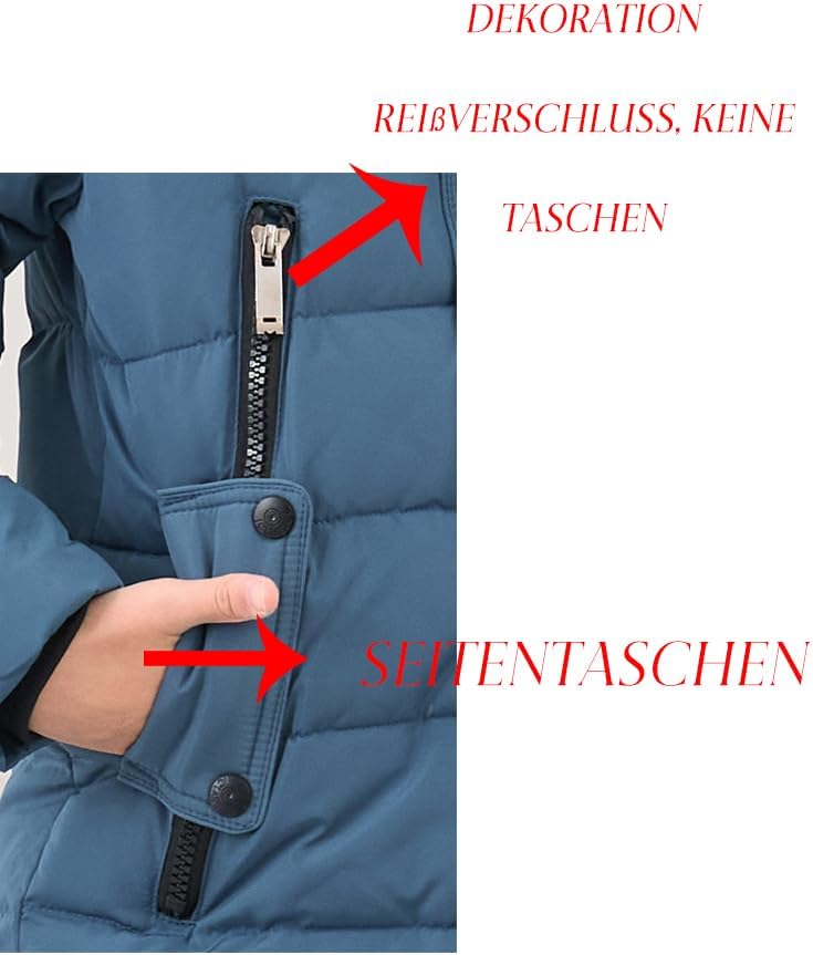 Jungen Winterjacke mit Kapuze Jacken Blouson Kinder Kapuzenparka Warm Blouson Wintermantel 140-150 B