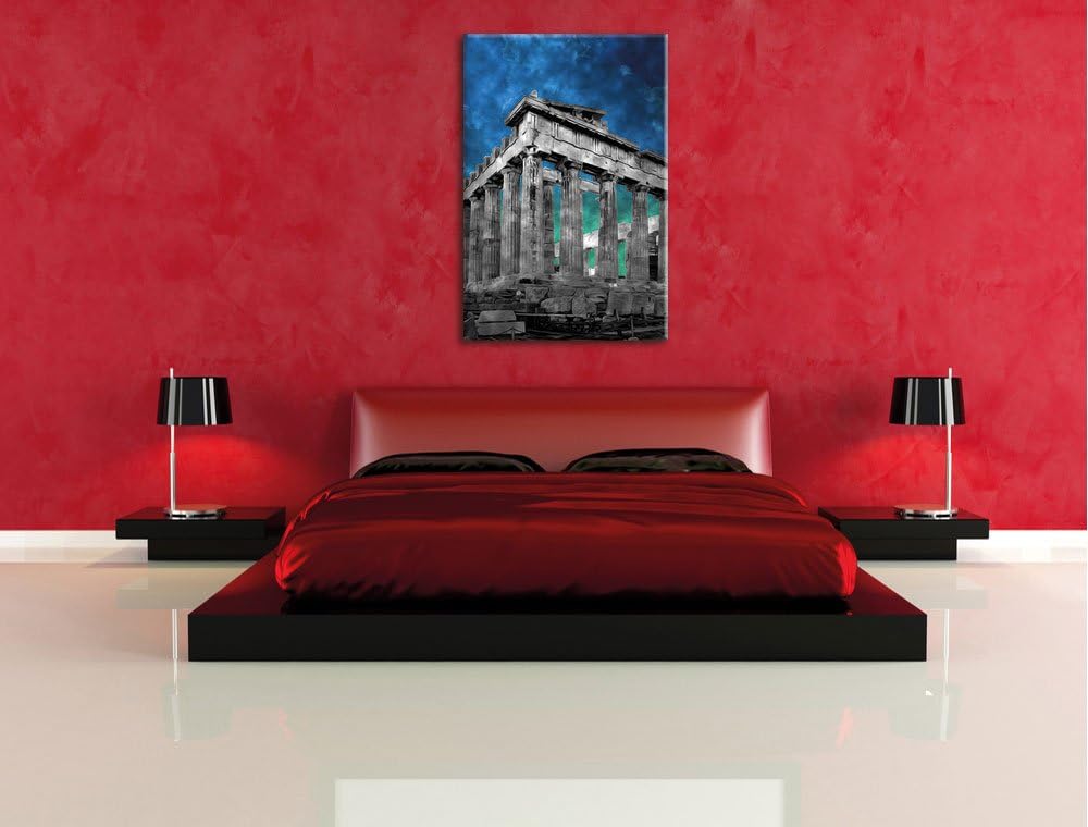 Pixxprint Propyläe von Akropolis in Athen schwarz/weiss, Format: 80x120 auf hochkantiges Leinwand, X