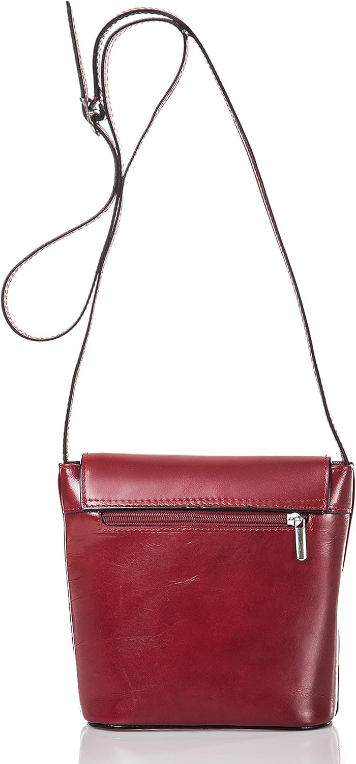 Damenhandtasche Madrid Wein Rot, Schultertasche aus echtem Leder, Made in Italy, Moderne Lederhandta