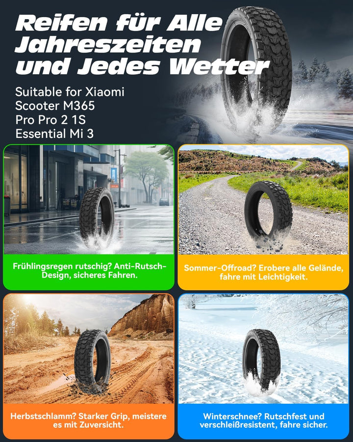 Satgoo 8,5 Zoll E Scooter Reifen 8 1/2 x 2 für Xiaomi Scooter, Super Grip Offroad Reifen und Verdick