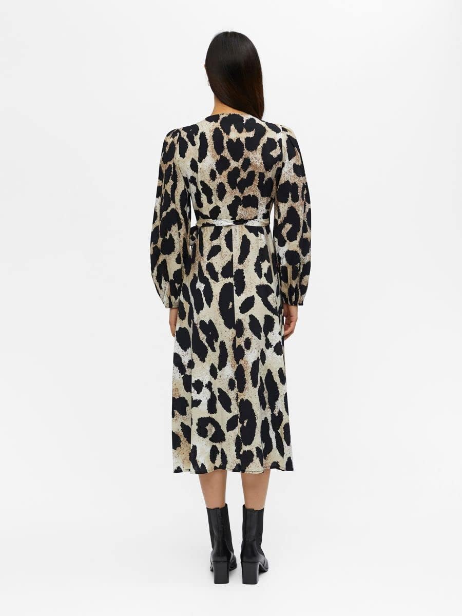 Object Damen Objleonora L/S Wrap Midi Dress Noos Kleid 36 Sandshell, 36 Sandshell