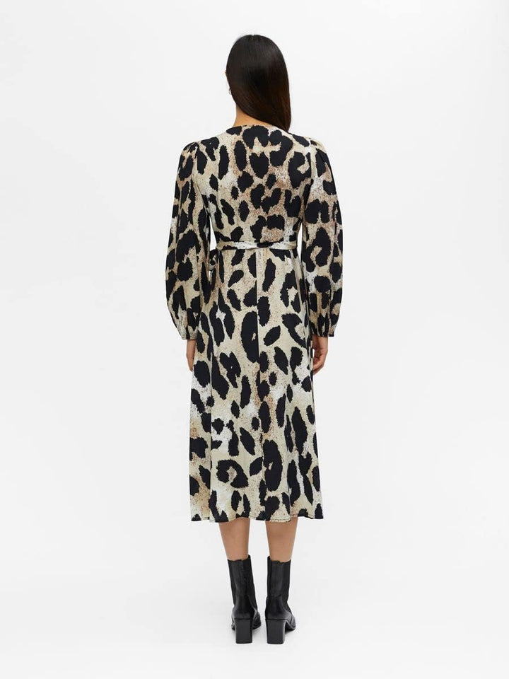 Object Damen Objleonora L/S Wrap Midi Dress Noos Kleid 36 Sandshell, 36 Sandshell
