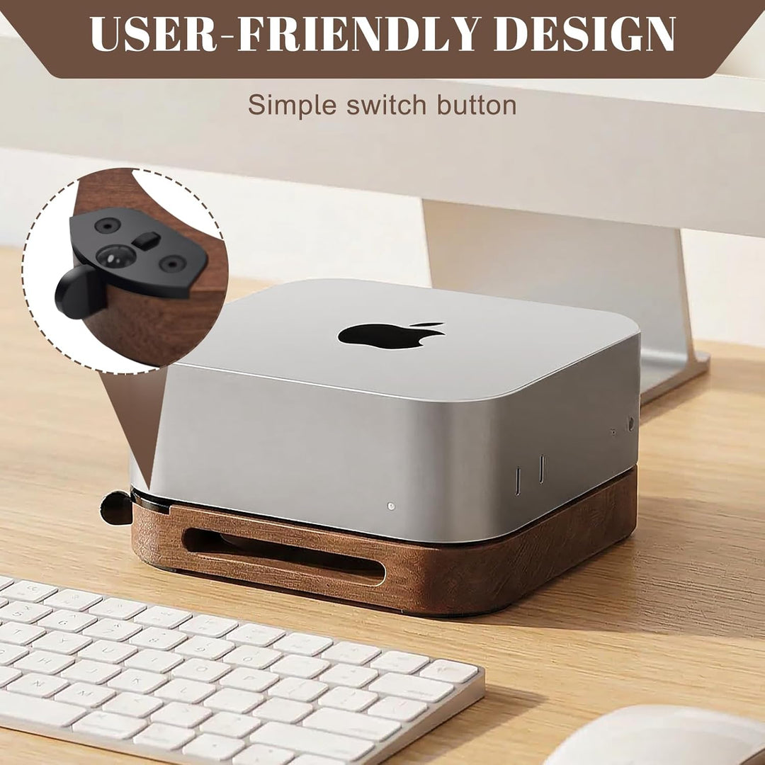 Mac mini M4/M4 Pro 2024 Ständer, Mac mini Halterung aus Walnussholz für Office Home Studio, Ohne Boh