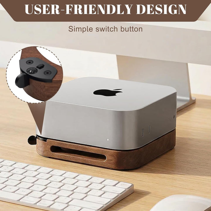 Mac mini M4/M4 Pro 2024 Ständer, Mac mini Halterung aus Walnussholz für Office Home Studio, Ohne Boh