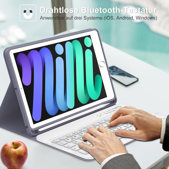 Tastatur Hülle für iPad mini 5/4/3/2/1, Deutsch QWERTZ Layout Tastatur für iPad mini 5/4 2019/2015 A
