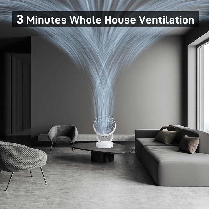 4UMOR Ventilator leise, DC Motor, 20dB Ultra Powerful Tischventilator, mit Touchpanel, 8H Timer, 3 W