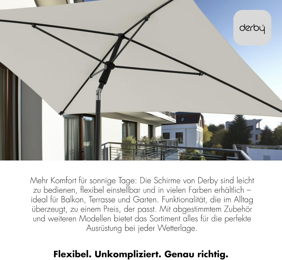 derby Sonnenschirm 200 in Apfelgrün I Runder Sonnenschirm für Strand sowie Balkon &amp; Terrasse I Schir