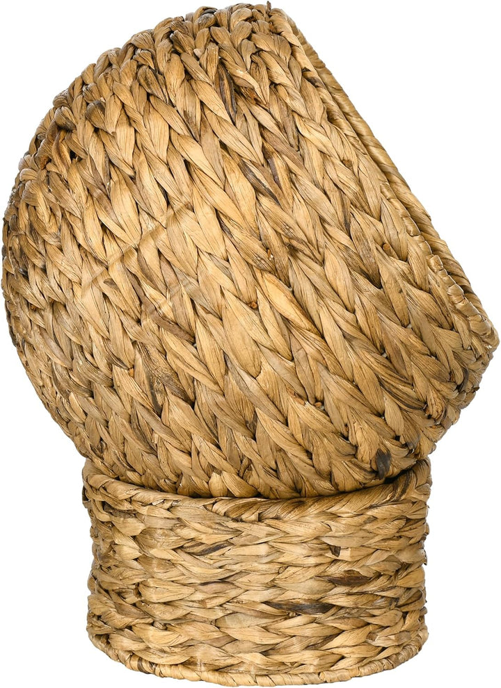 PawHut Rattan Katzenkorb Katzenhöhle Katzenhütte Katzenbett mit Kissen Haustierbett Wasserhyazinthe