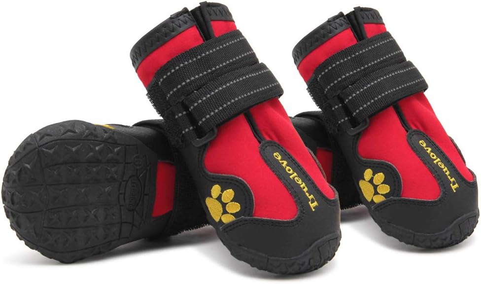 MOKCCI Truelove Pfotenschutz Hundestiefel,Wasserdicht Hundeschuhe mit Reflektierenden Riemen für Kle
