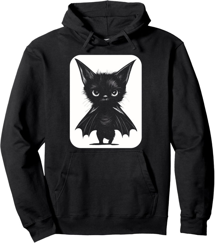 Grumpy Black Kitten In Bat Kostüm Pullover Hoodie
