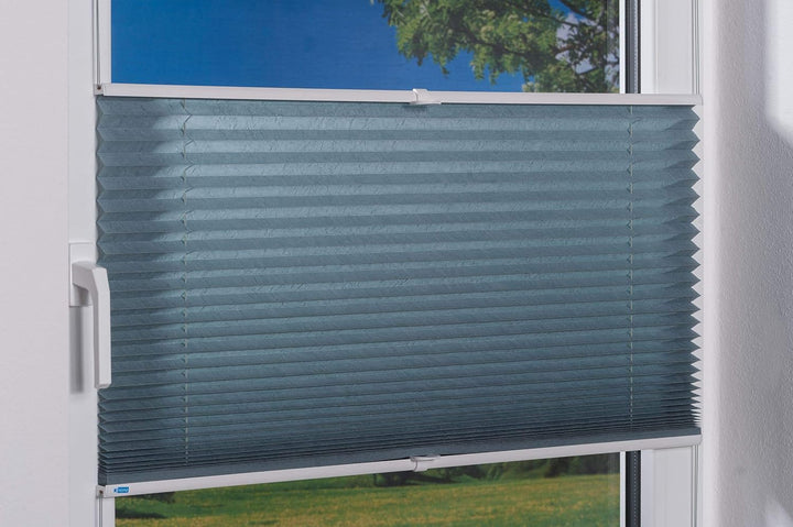 K-home Klemmfix-Plissee Petrol 110 x 130 cm (B x L) Lichtschutz +++ Moderne Crushed Optik +++ 110 x