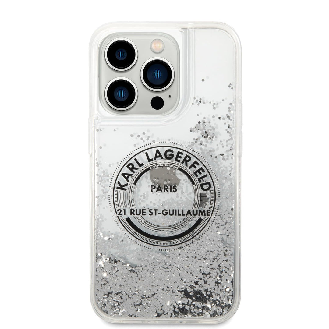 KARL LAGERFELD KLHCP14LLCRSGRS Hülle für iPhone 14 Pro 6,1" Silber hardcase Liqu