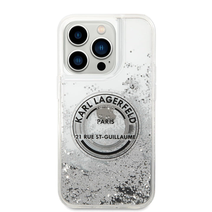 KARL LAGERFELD KLHCP14LLCRSGRS Hülle für iPhone 14 Pro 6,1" Silber hardcase Liqu