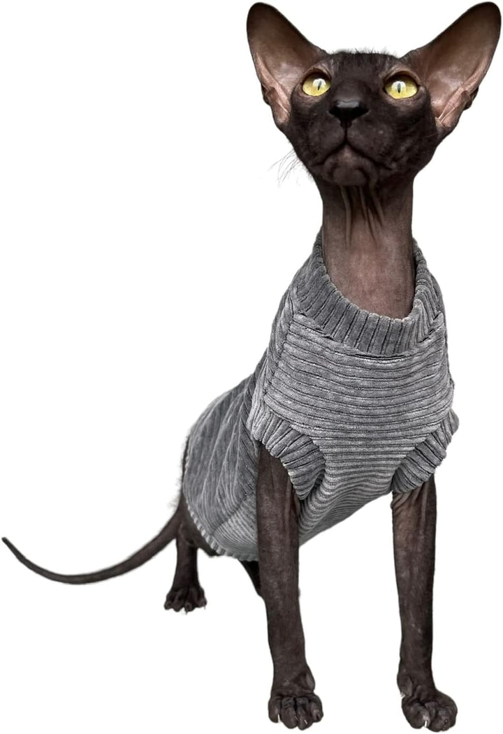 Kotomoda Katzen-T-Shirt aus Cord fьr Sphynx und nackte Katzen (klein, dunkelgrau) Small grau, Small