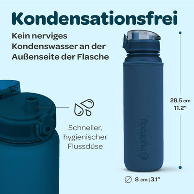 Hydracy Trinkflasche mit Fruchteinsatz - 1L Wasserflasche - BPA-freie Trinkflasche mit Zeitmarkierun