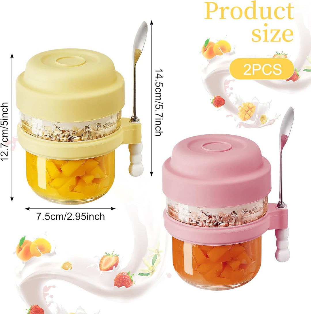 2 Stück Müslibecher, Praktischer Joghurtbecher to go, Müslicup, Overnight Oats Behälter, Joghurt To