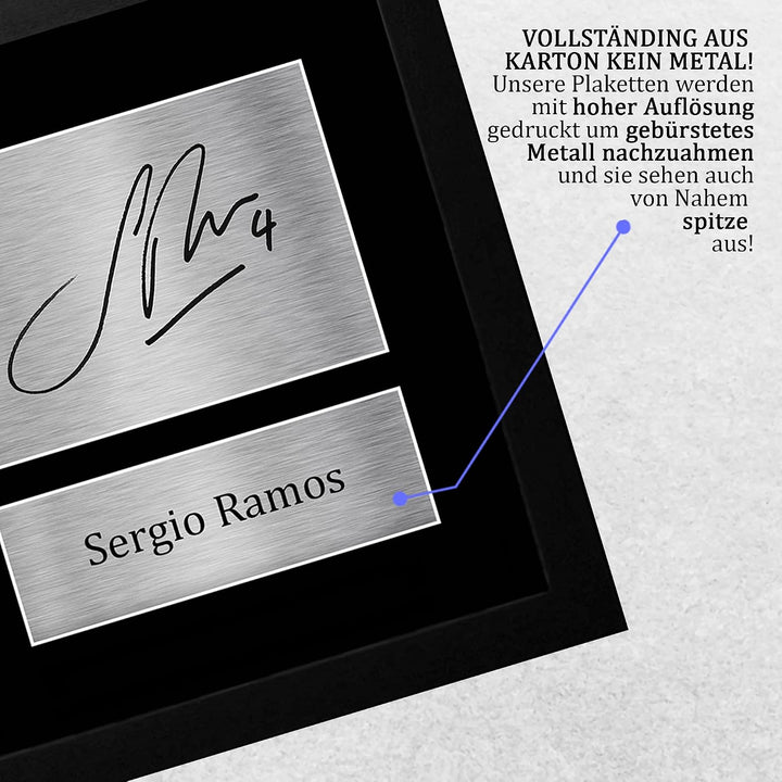 HWC Trading Sergio Ramos A4 Gerahmte Signiert Gedruckt Autogramme Bild Druck-Fotoanzeige Geschenk Fü