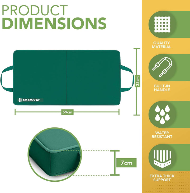 BLOSTM Extra dicke Garten-Knieunterlage – grosse, faltbare Garten-Knieunterlage mit Griffen – wasser