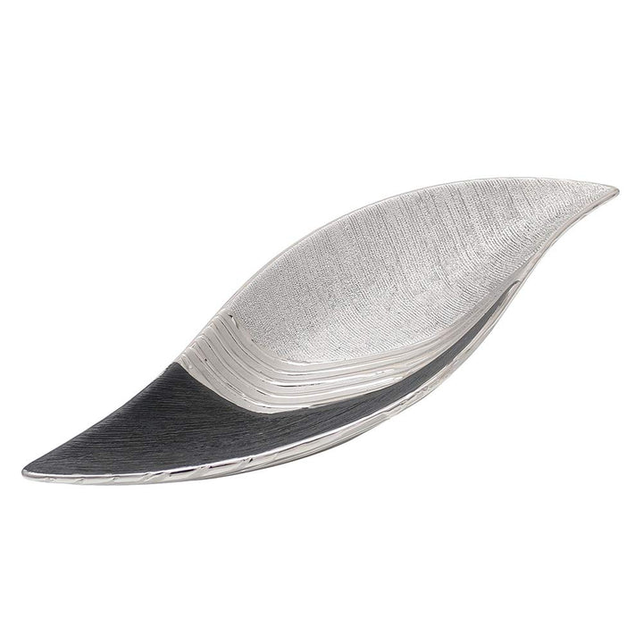 Dekohelden24 Edle Moderne Deko Designer Keramik Schale/Platte/Naschschale/Dekoschale in Silber-grau,