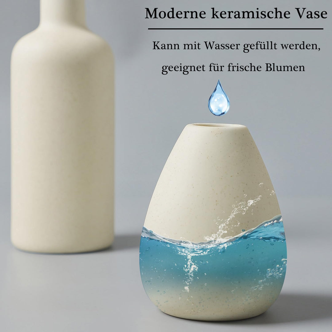 CEMABT Beige Keramik Vase Set-4 Kleine Vasen für Blumen, einzigartige Blumenvasen für Mittelstücke,