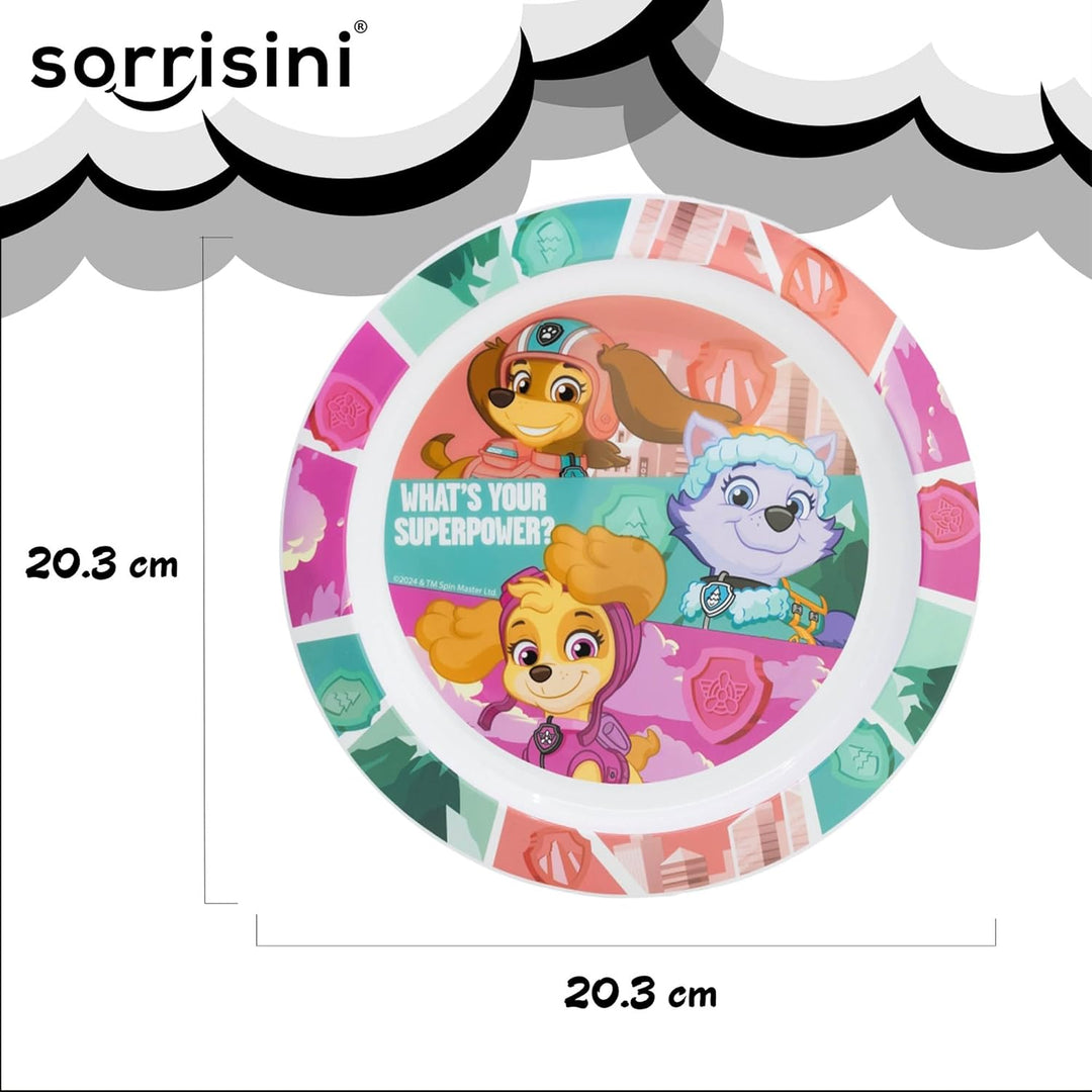 Sorrisini Kindergeschirr set Paw Patrol, Wiederverwendbares Babygeschirr Set, Kinder Essgeschirr, Mi