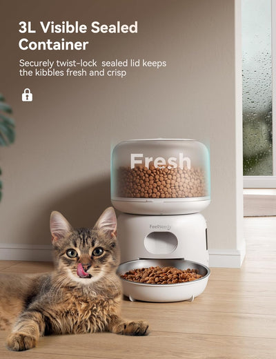 FEELNEEDY Futterautomat Katze, Automatischer Futterspender Katze, Individuelles Programm für bis zu