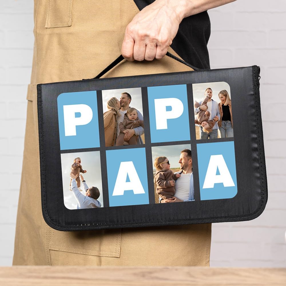 Wanapix | Personalisiertes BBQ-Set | Enthält 6 Ubehörteile (2 Messer, Schärfer, Tranchiermesser,Zang