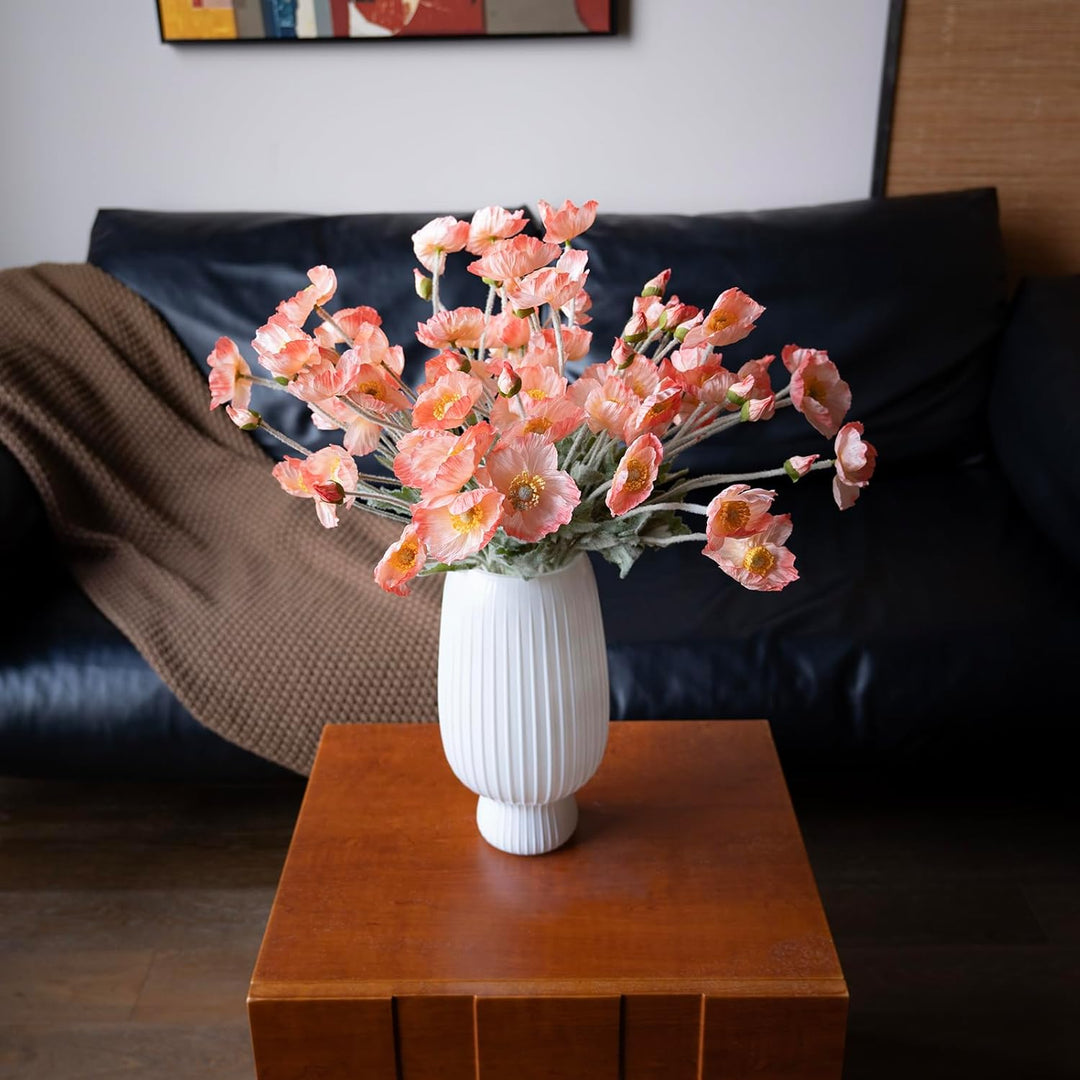 DUYONE Künstliche Blumen mit 6 Stielen, Mohnblumenstrauss, Seide, für Hochzeit, Zuhause, Party-Dekor