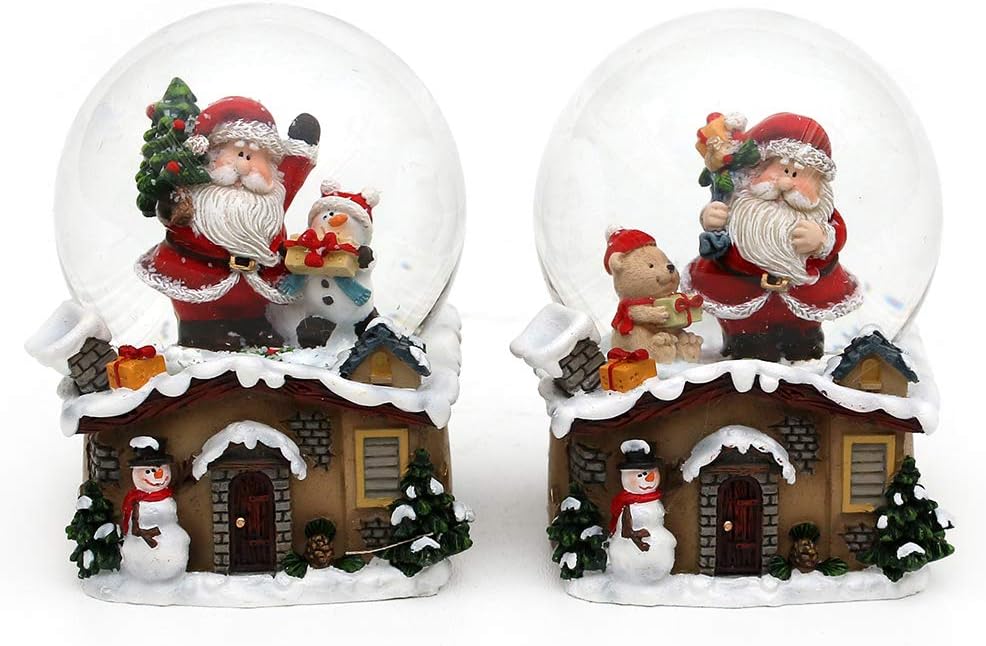Dekohelden24 Schneekugel mit Weihnachtsmann, Masse L/B/H: 7 x 7 x 9 cm Kugel Ø 6,5 cm. Schneemann, S