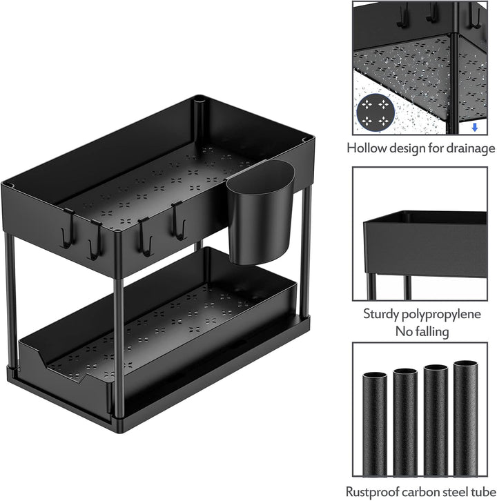 Puricon Unter Waschbecken Regal, 2 Etagen Standregal Küche Arbeitsplatte Regal Organizer, Mehrfunkti