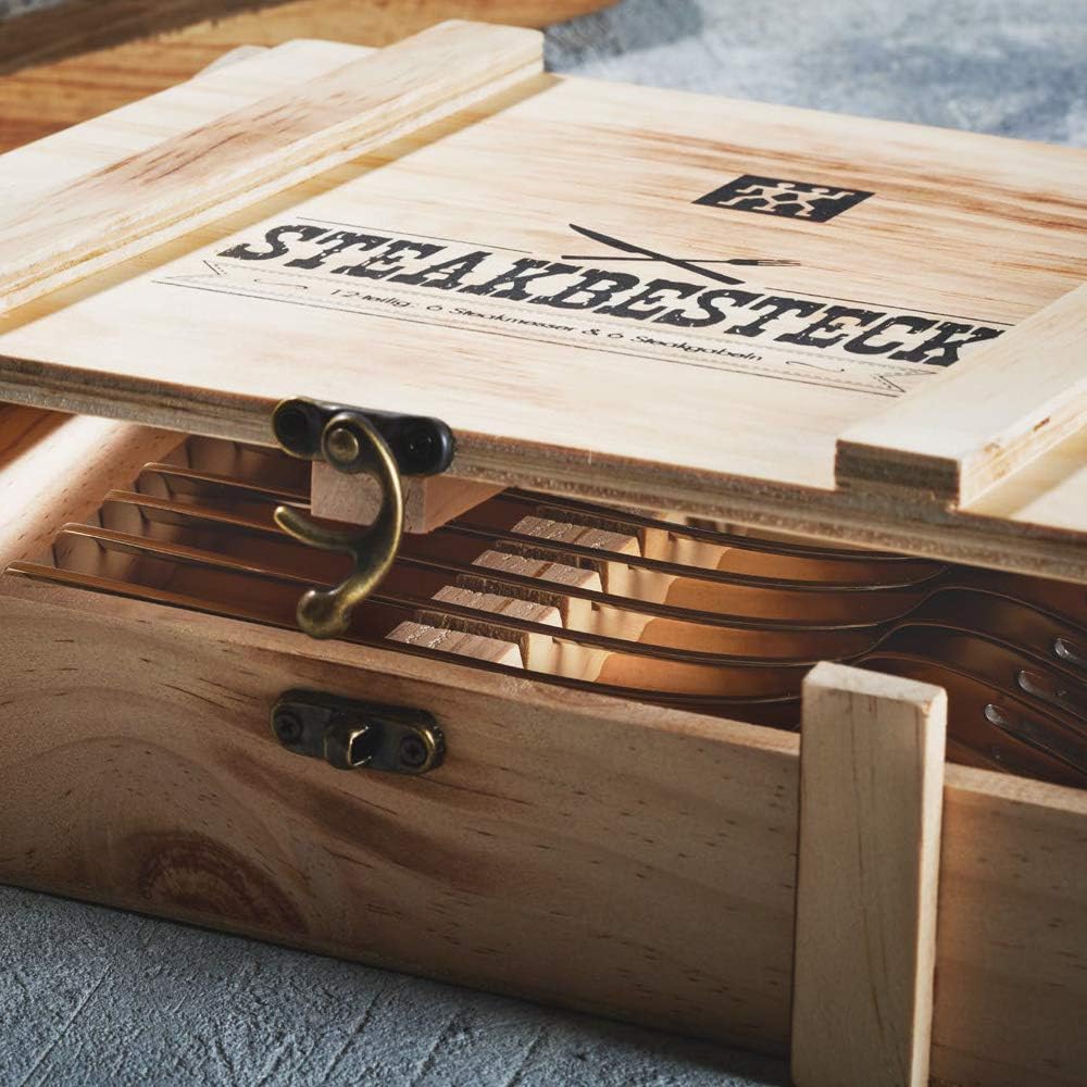 ZWILLING Steakbesteck Set für 6 Personen, 12-teilig, 6 Steakmesser und 6 Steakgabeln, Inkl. Aufbewah